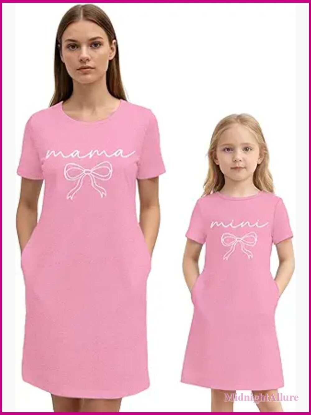 Mommy and Me Dresses with Pockets Matching Mama Mini Casual Outfits